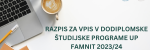 Razpis za vpis v dodiplomske študijske programe 2023/24
